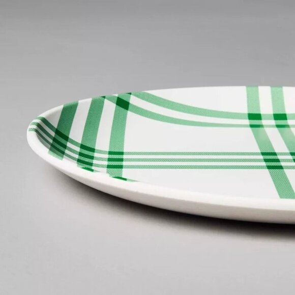 Hearth & Hand Magnolia 4pk 8.8" Tri-Stripe Plaid Melamine Salad Plates Green - Picture 4 of 5